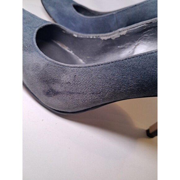 Max Studio Marais Dark Blue Suede Pumps 3.5" Heels Slip On Almond Toe Size 6M - Picture 8 of 9